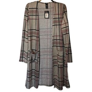 3/$15 Lildy Plaid Open Front Cardigan Size Large